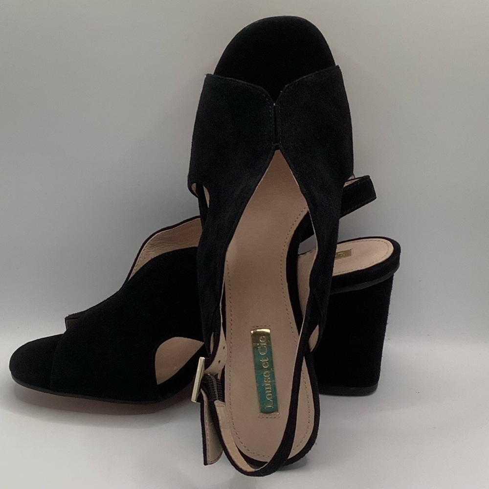 Louise et Cie Black Kamber Suede Sling Back Sandal
